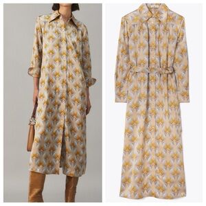 NWOT Tory Burch Silk Satin Printed Shirtdress US4